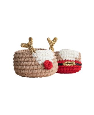  Christmas Deer and Santa Basket, Set of 2