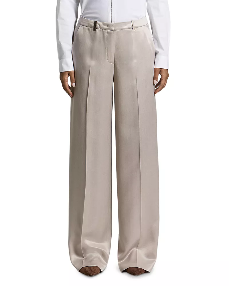 Peserico Flowy Washed Effect Wide Leg Trousers