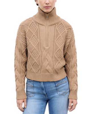 Roxy Wool Cable Knit Mock Neck Sweater