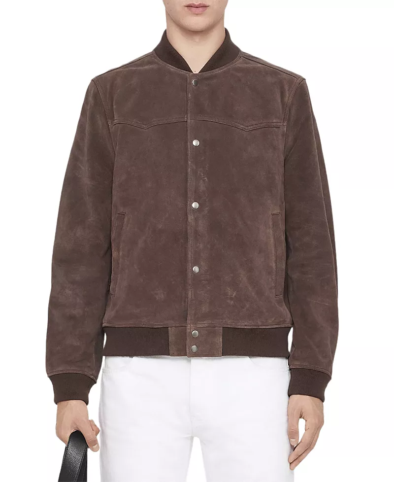 Allsaints Stafford Relaxed Fit Suede Bomber Jacket