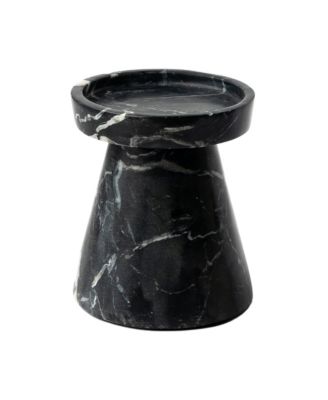 Short Monolith Black Marble Candle Holder, 4''
