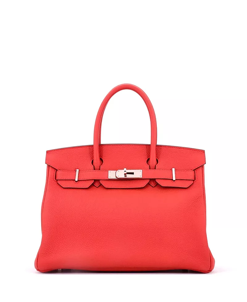 Pre-Owned HERMES Birkin 30 Handbag Red Togo with Palladium Hardware