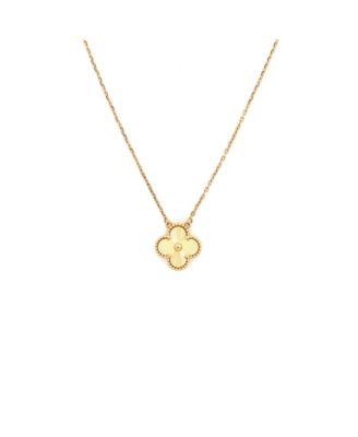 Pre-Owned Van Cleef & Arpels Vintage Alhambra Pendant Necklace Guilloche 18K Gold, 19.5