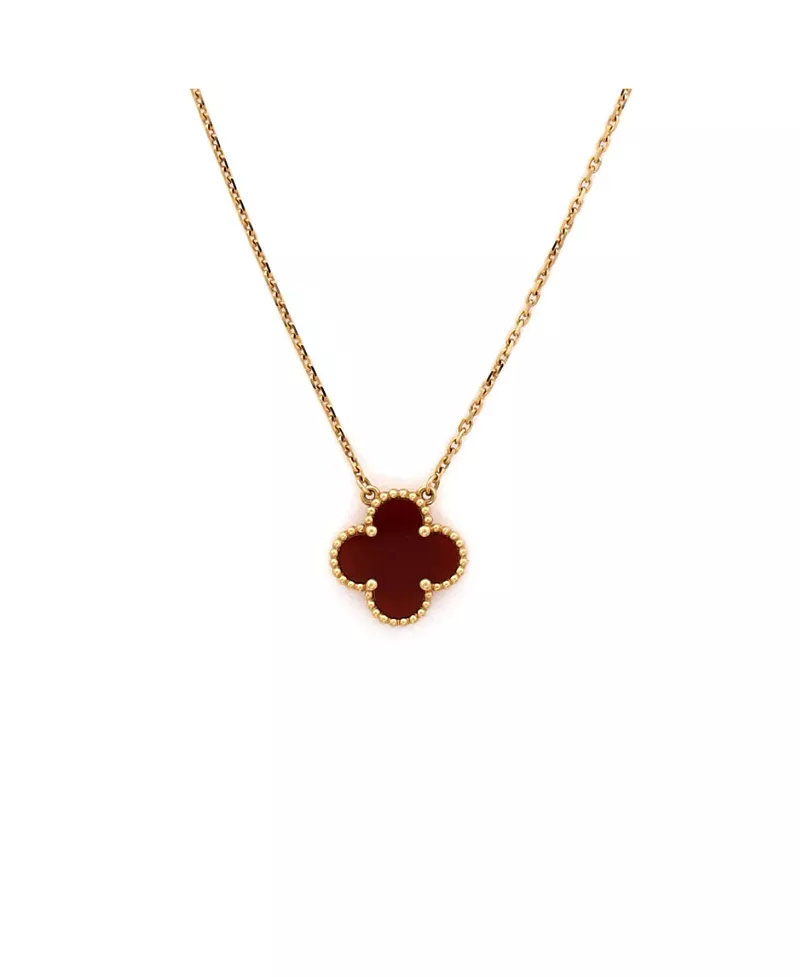 Pre-Owned Van Cleef & Arpels Vintage Alhambra Pendant Necklace 18K Gold and Carnelian, 18.5