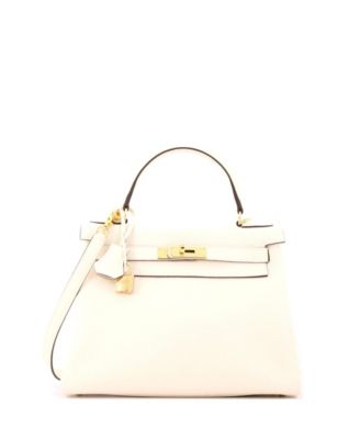 Pre-Owned HERMES Kelly 28 Handbag Light Togo with Gold Hardware