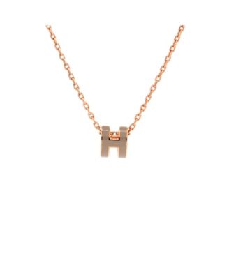 Mini Pop H Pendant Chain Necklace Metal and Enamel, 16"
