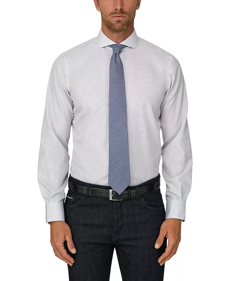 Boggi Milano Striped Non-Iron Cotton Slim Fit Shirt