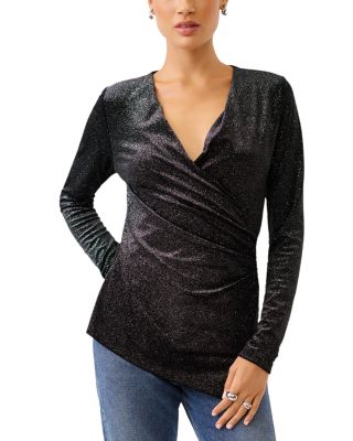 Fifteen Twenty Imara Shimmer Wrap Asymmetric Top