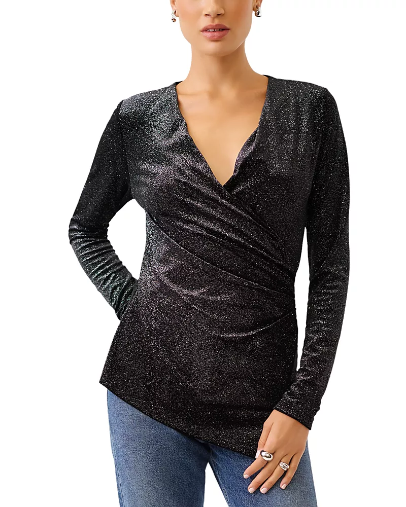 Fifteen Twenty Imara Shimmer Wrap Asymmetric Top