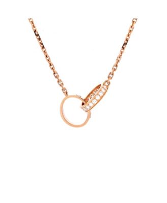  Love Interlocking Necklace 18K Rose Gold with Diamonds, 17.25"