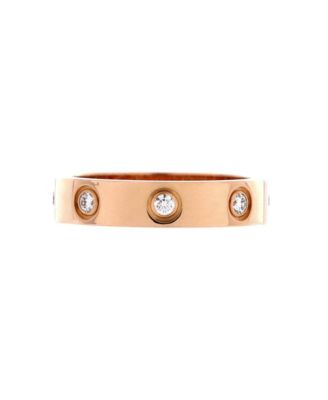  Love Wedding Band 8 Diamonds Ring 18K Rose Gold with Diamonds