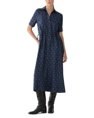 Silk Tie Waist Shirt Dress