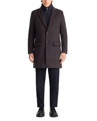 Skai Wool Convertible Check Coat & Removable Down Vest