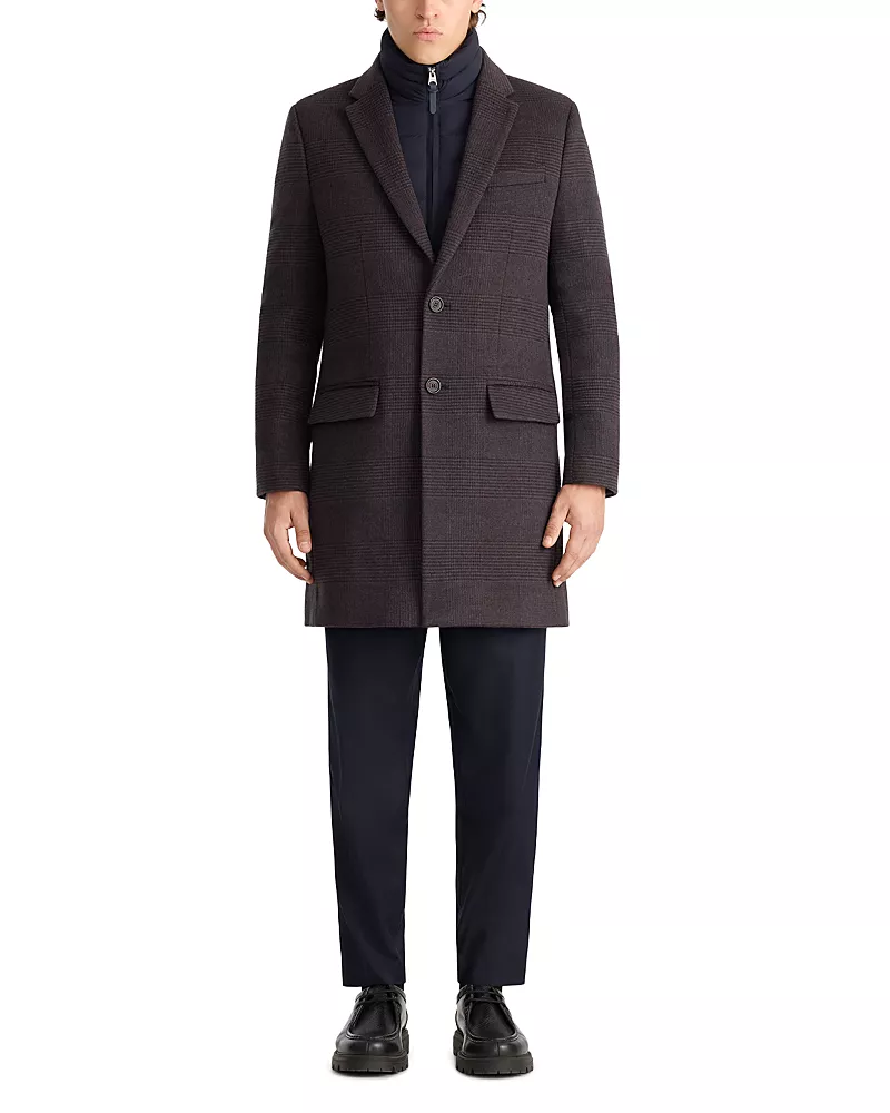 Mackage Skai Wool Convertible Check Coat & Removable Down Vest