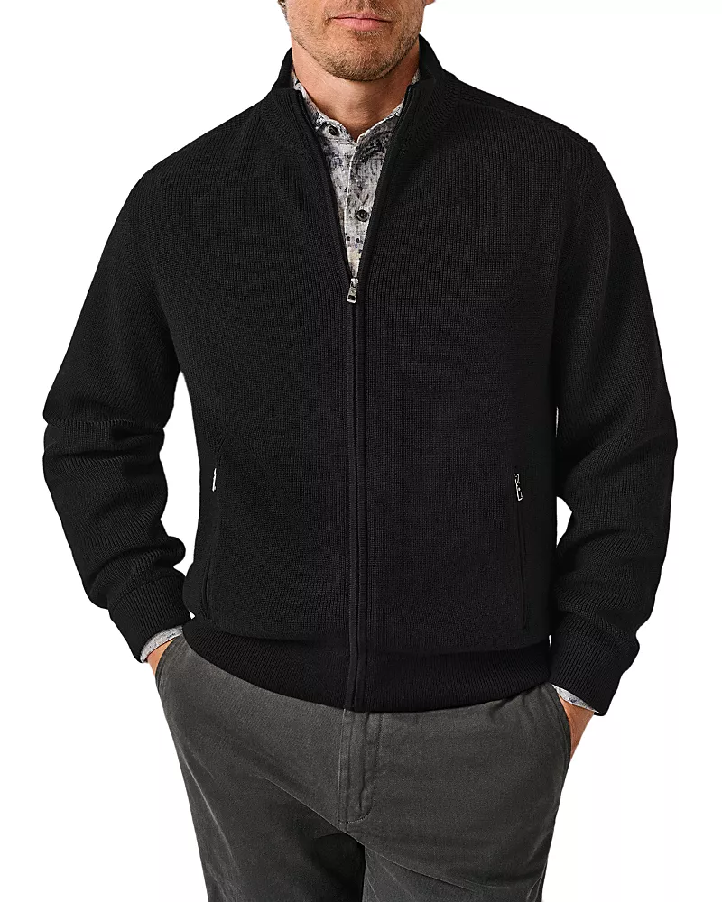 David Donahue Aviator Wool Sweater Jacket