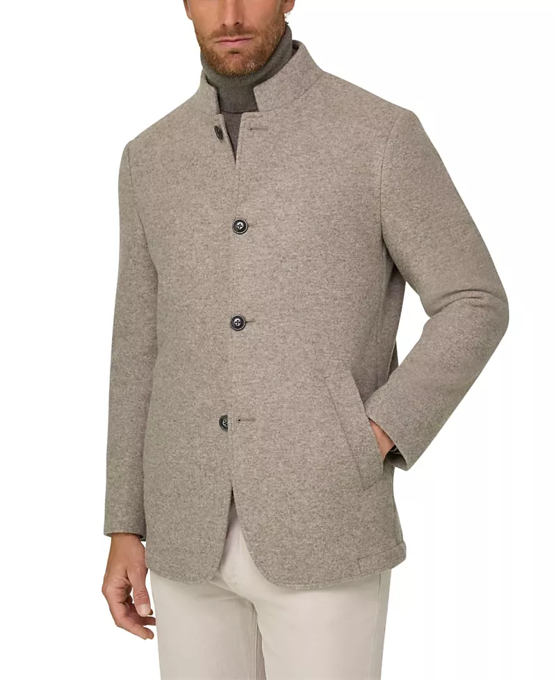 Boggi Milano Wool Cashmere Blend Melange Peacoat