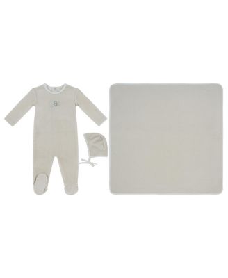 Unisex Bunny Stripe Footie, Hat & Blanket Set - Baby
