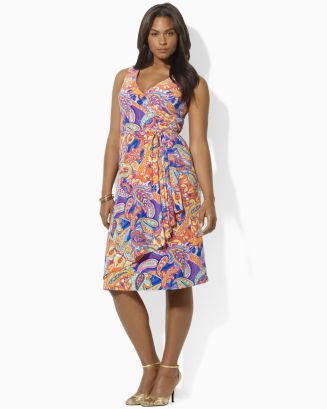 Ralph Lauren Plus Paisley Jersey Wrap Dress | Bloomingdale's
