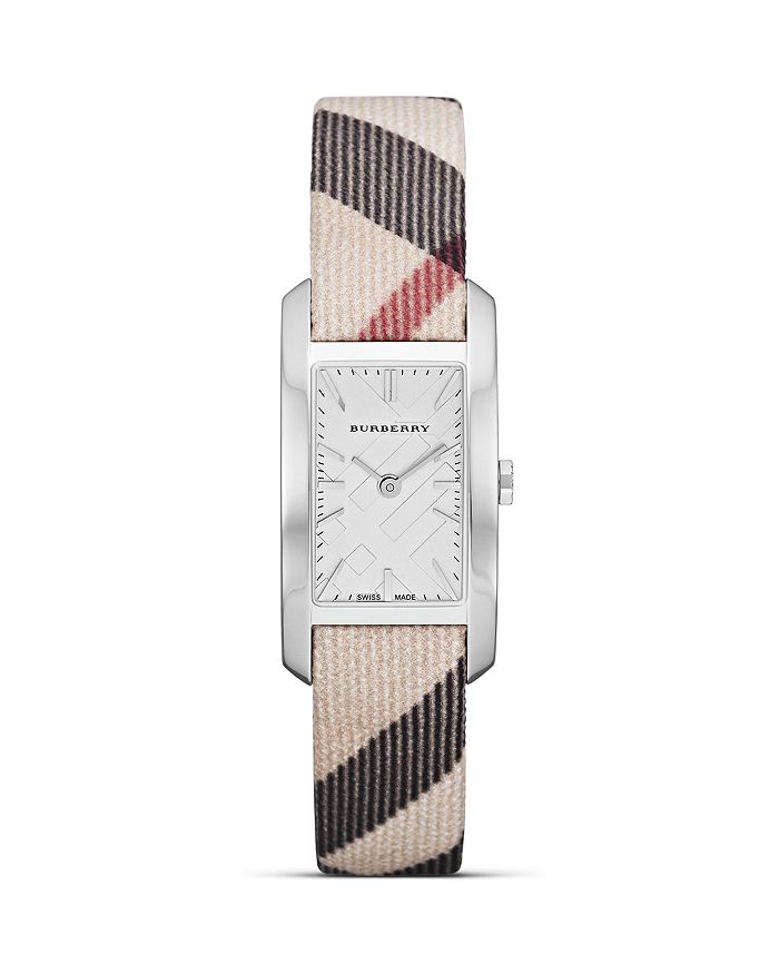 Burberry Tank Check Strap Watch, 20mm | Bloomingdale's