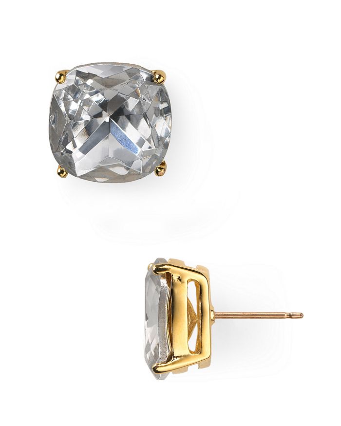Shop Kate Spade New York Small Square Stud Earrings In Clear/gold