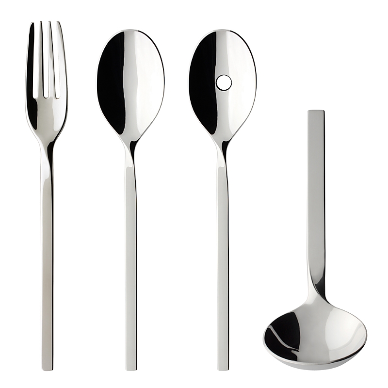 Villeroy & Boch New Wave Flatware 4pc Serve Set In Stainless Steel