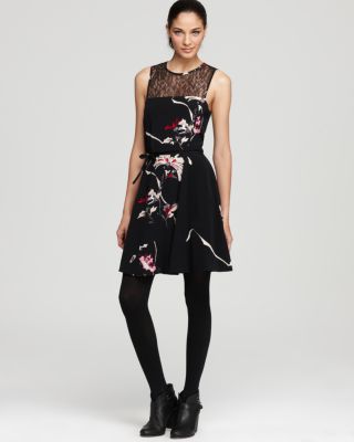 FRENCH CONNECTION Dress - Anya Lace Yoke Floral Printed | Bloomingdale's  Women