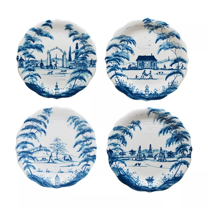 Country Estate Delft Blue Party Plates Set/4
