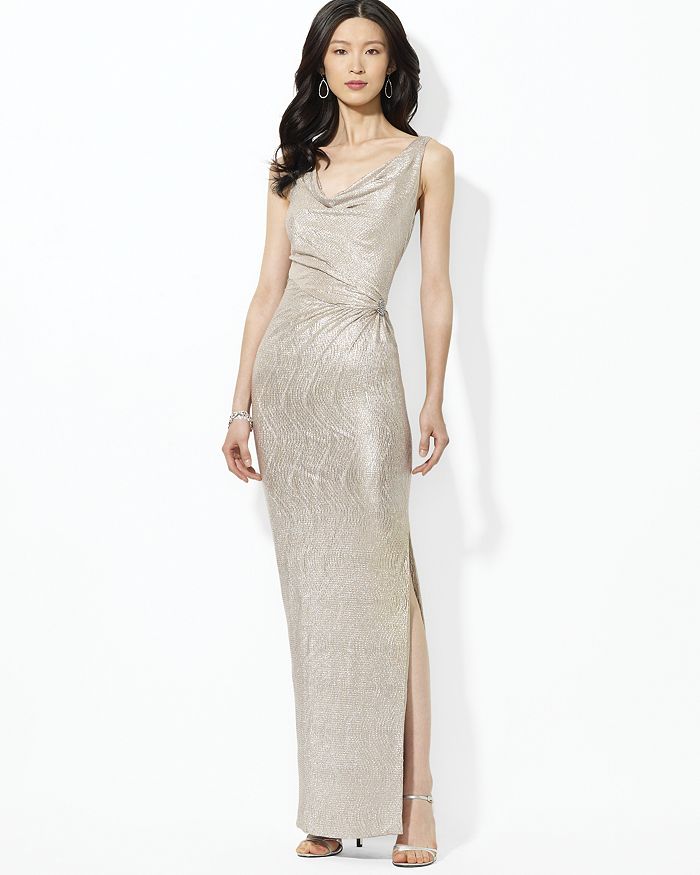 Ralph lauren gold evening dress 2025