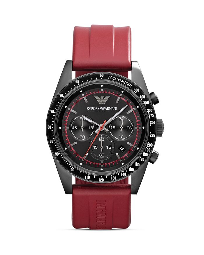 Armani Tazio Black Watch with Red Rubber Strap 43mm Bloomingdale s