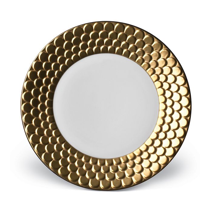 Shop L'objet Aegean Sculpted Dessert Plate In White/24k Gold