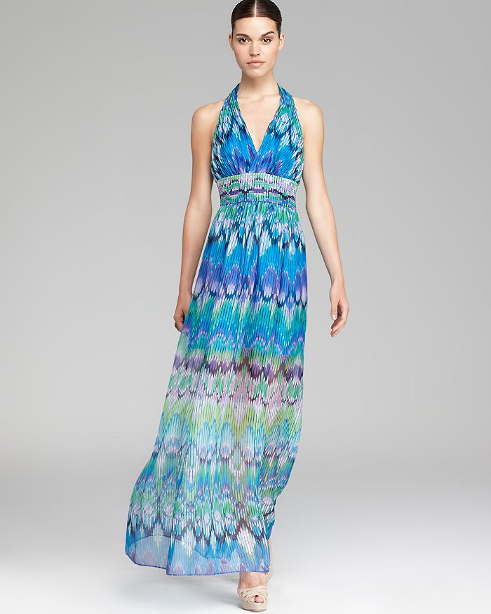 Laundry by Shelli Segal Printed Maxi - Halter Pleated | Bloomingdale's