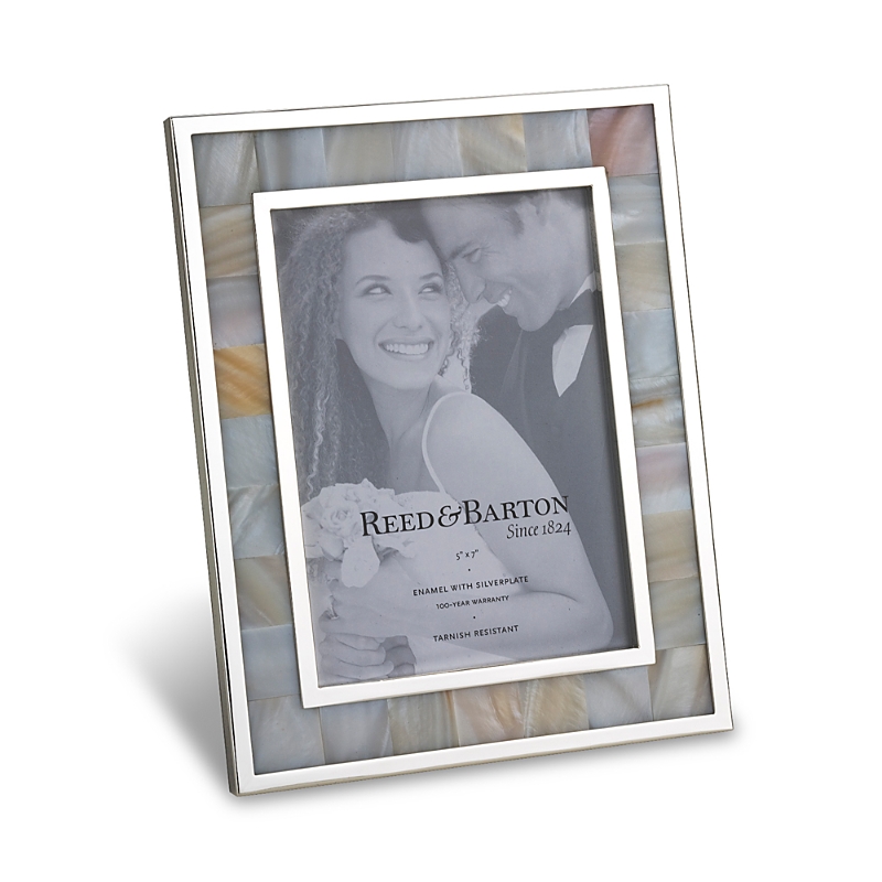 Reed & Barton Mother Of Pearl Frame, 5x7 In Silver Plate/white