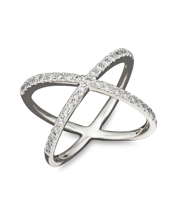 Bloomingdale's Diamond X Band In 14k White Gold, 0.40 Ct. T.w.