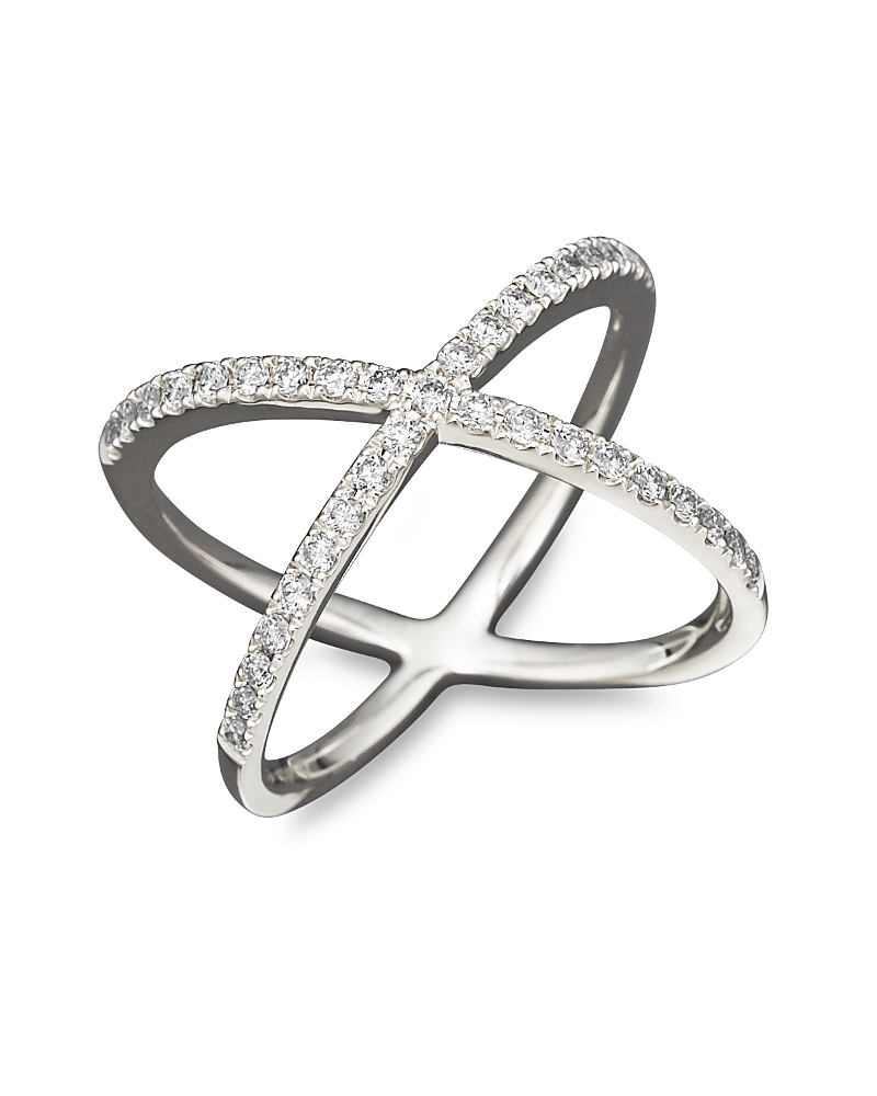 Bloomingdale's Diamond X Band In 14k White Gold, 0.40 Ct. T. W. In White