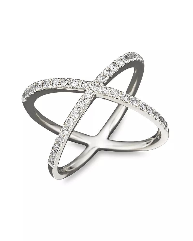 Diamond X Band in 14K White Gold, 0.40 tcw