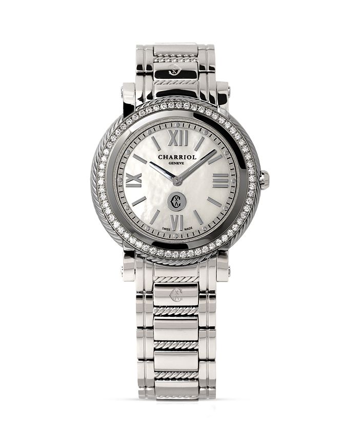 Charriol Parisii Small Round Diamond Steel Watch 28mm