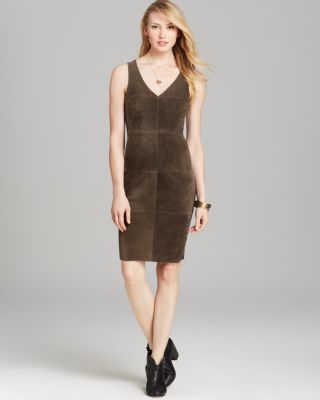 suede v neck dress