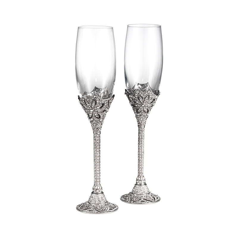 Olivia Riegel Windsor Silver 2-piece Flute Glass Set In Silver