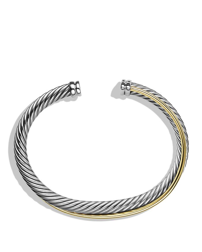 Shop David Yurman Crossover Cuff With Gold In Silver/yellow Gold