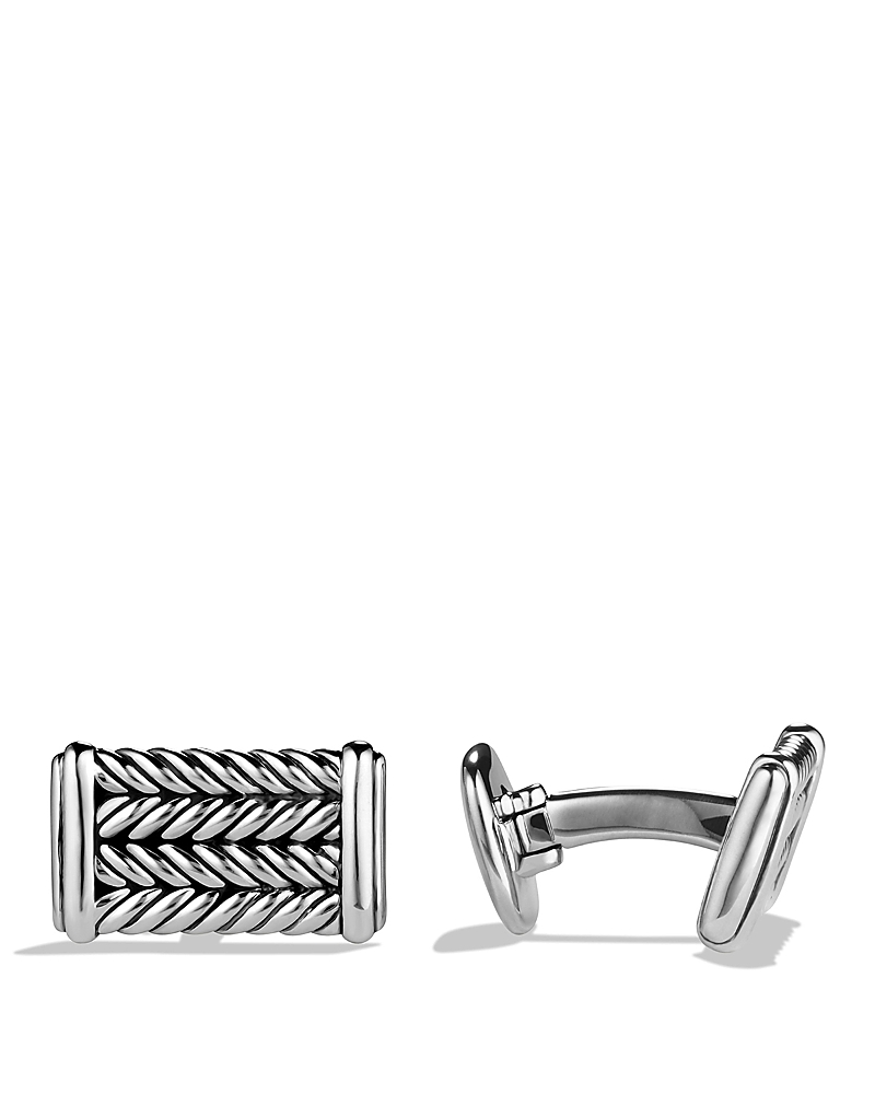 David Yurman Chevron Cufflinks in Sterling Silver, 22.8mm