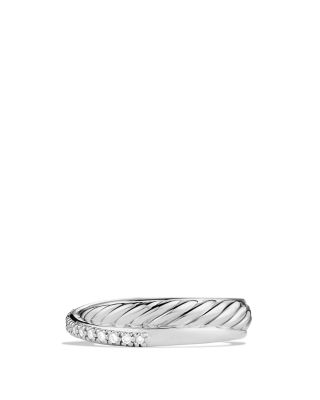 Crossover Ring with Diamonds