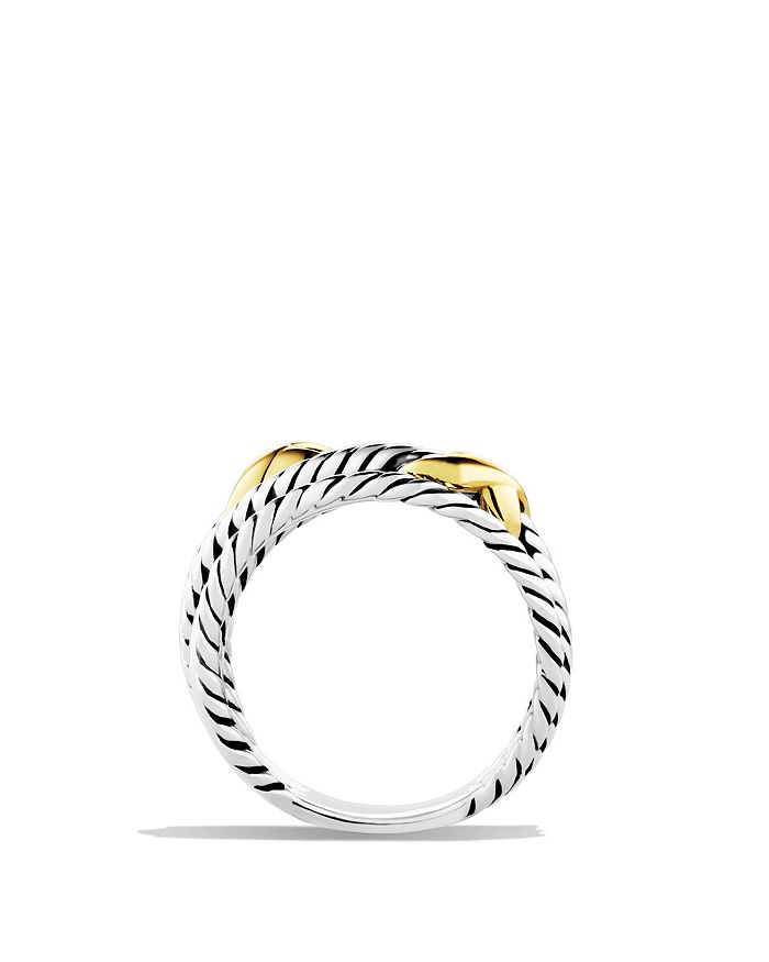 Shop David Yurman Double X Crossover Ring With 18k Gold In Silver/yellow Gold