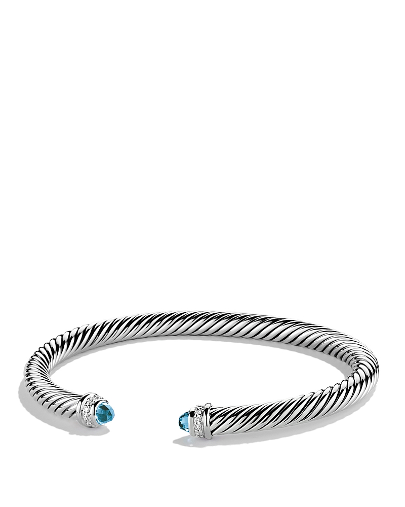 David Yurman Cable Classics Bracelet with Blue Topaz and Diamonds, 5mm