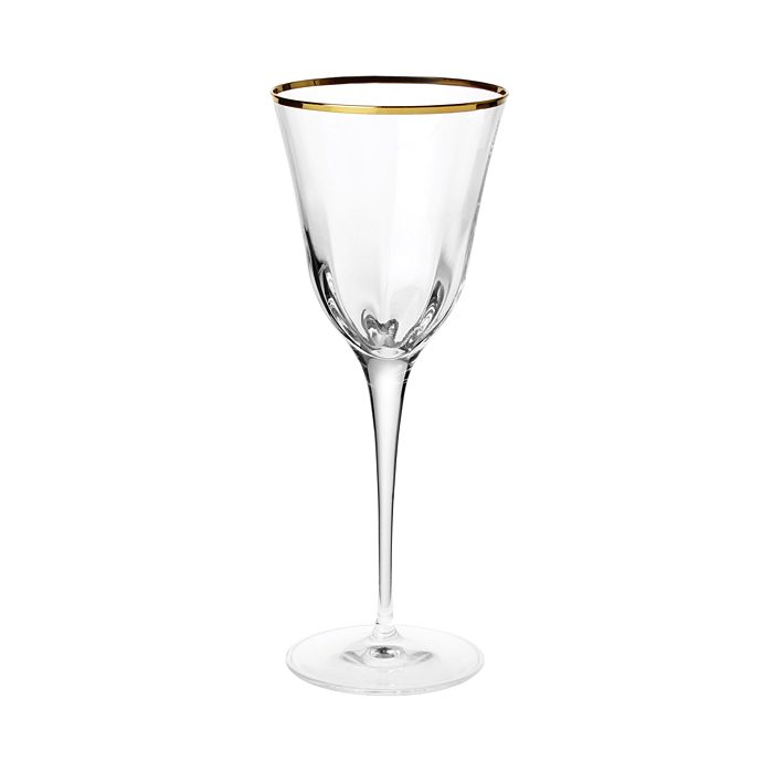 Shop Vietri Optical Gold Wine Glass In Clear/gold Rim