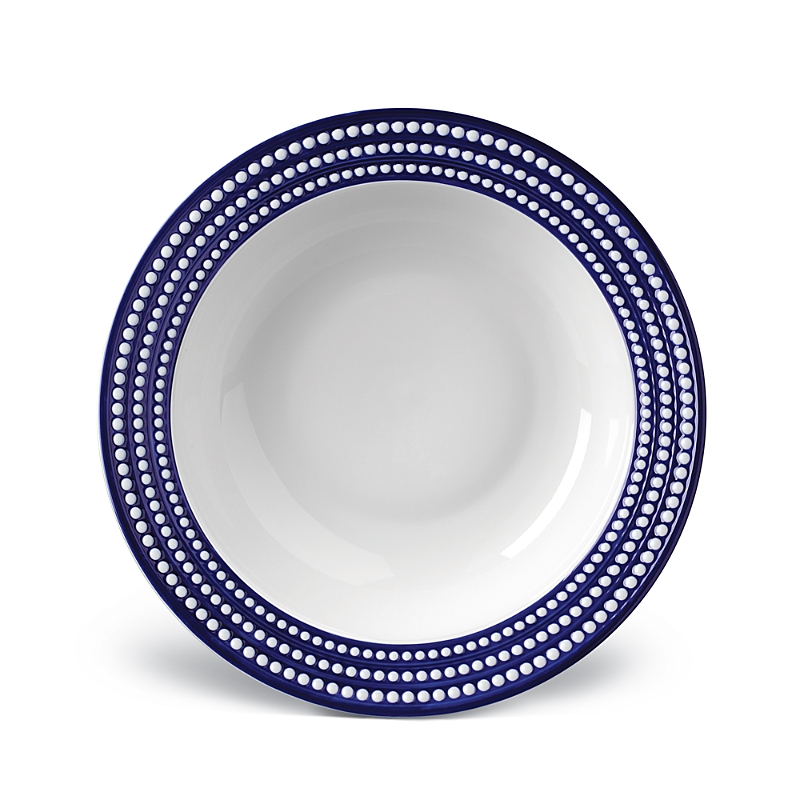 L'objet Perlee Bleu Round Serving Bowl In Blue/white