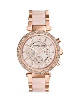 Michael Kors Blush Acetate and Rose Gold Tone Parker Glitz Watch - Main Image