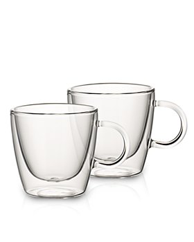Godinger Coffee Mug Set of 2 Glass Mugs, Double Wall Insulated 13.5oz,New  in Box