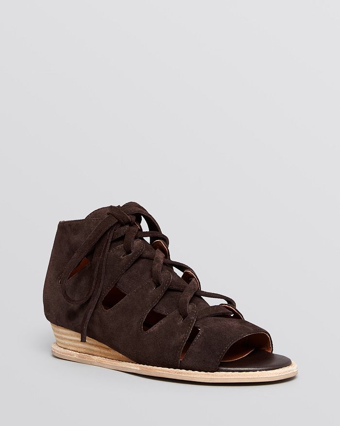 Jeffrey Campbell Open Toe Gladiator Sandals Suede Diaz Demiwedge