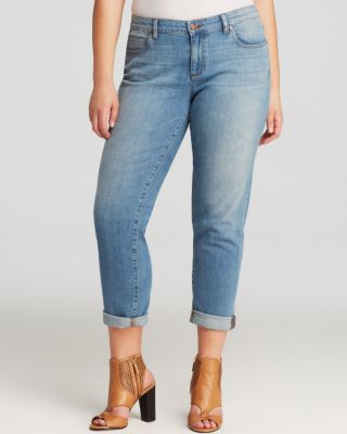 Eileen Fisher Plus - Roll Cuff Boyfriend Jeans in Faded Blue