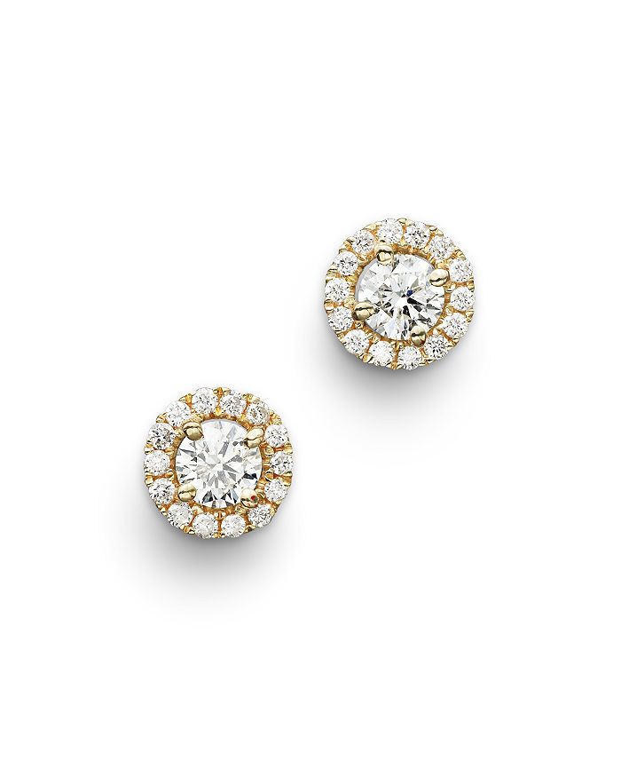 Bloomingdale's Diamond Halo Studs In 14k Yellow Gold, 0.30 Ct. T.w. - 100% Exclusive In Gold/white